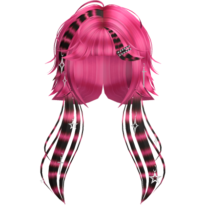 Messy Jellyfish Pink Racoon Hair with Hair Charms Roblox item