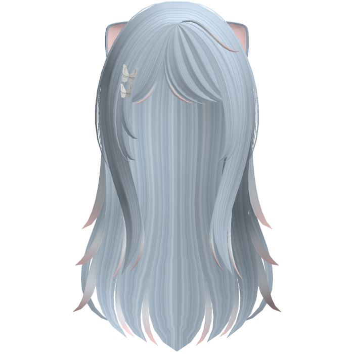 blue white kawaii kitty moe gradient long hair