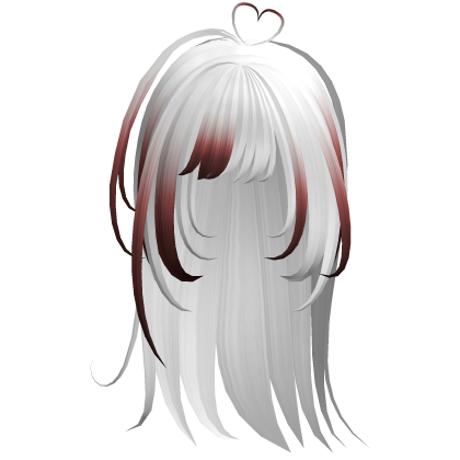 shoujo anime hair with heart cowlick white red Roblox item
