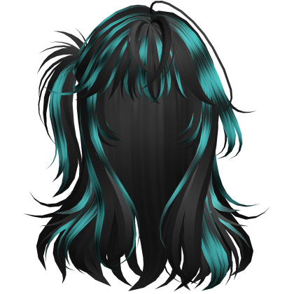 Black&Cyan Raccoon Lush Half Up Hair Roblox item