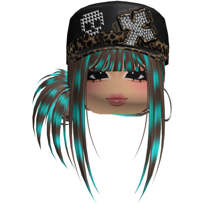 Gyaru Side Bun Hair w/ Cheetah Cap & Earrings