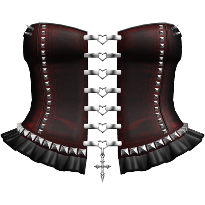 Emo Spikey Studded Heart Corset Dress in Red