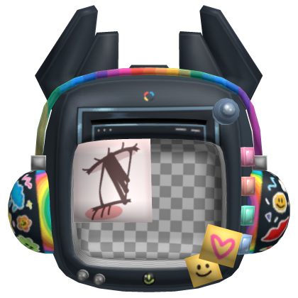 📺 Retro frutiger black colorful techno tv hat Roblox item