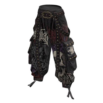 Goth Punk Y2K Cargo Pants w/ Belt & Straps thumbnail