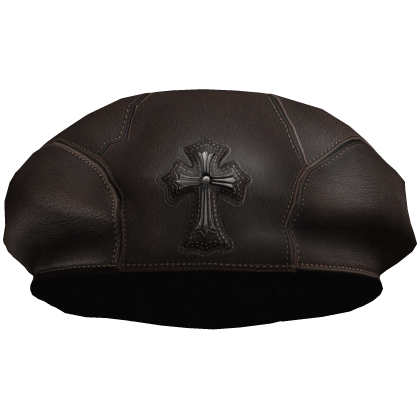 Military Chrome Cross Beret in Brown Leather Roblox item