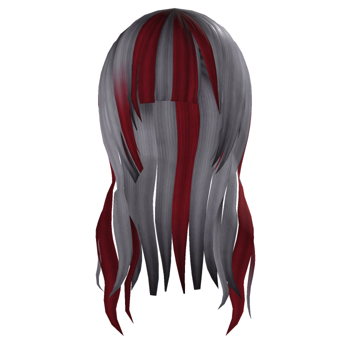 Layered Long Scene Hair White Red Y2K Emo Girl Alt