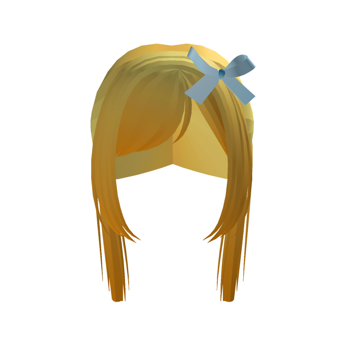 Golden Blonde Hair with Blue Bow