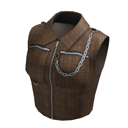 Cute Brown Y2K Plaid Zipper Top thumbnail