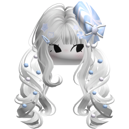 ♡ Christmas Peppermint Pigtails (White & Blue)