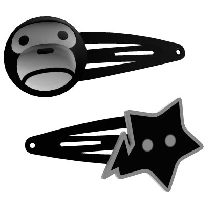 Cute Bape Star Hair Clips - Black Roblox item