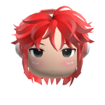 Anime Girl Face Head & Red Hair Headphones