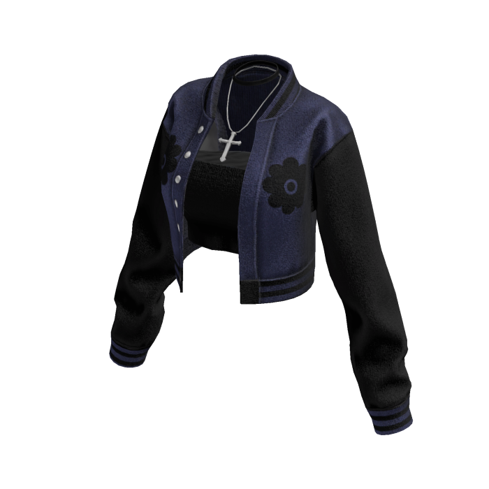 Cropped Bomber Jacket (DarkBlueBlack)