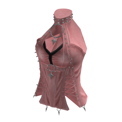 Goth Lace Up Skirt w/ Belt & Sash (Pink)