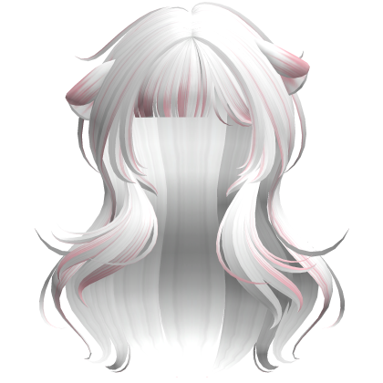 White&Pink Kawaii Wavy Shy Cat Girl Hair Roblox item