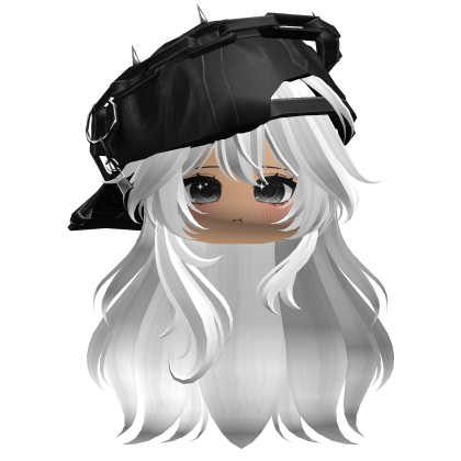 Fluffy White Wolfcut W/ Emo Cap & Face Roblox item