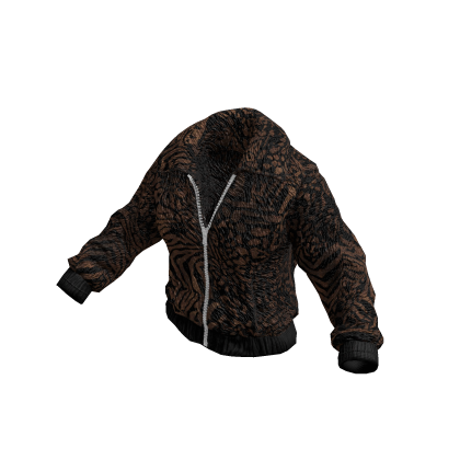 Brown Animal Print Fleece Sweater