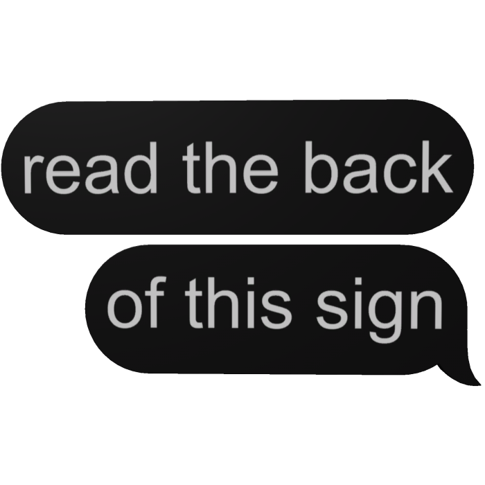 Read the Back - Now What Speech Bubble Sign
