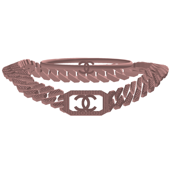 Channel Pink Chain Necklace + Collar