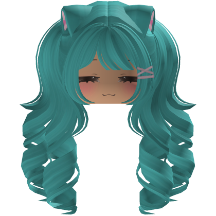 Cute hair emo Y2K cat-ear braids (Blue)