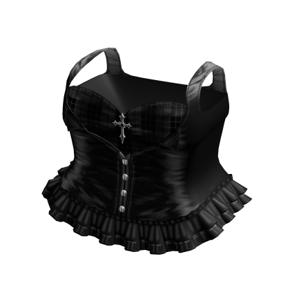 Emo Gothic Plaid Button Up Dress in Black