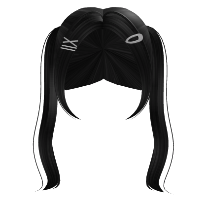 Fluffy Girl Hair With Black Pigtails