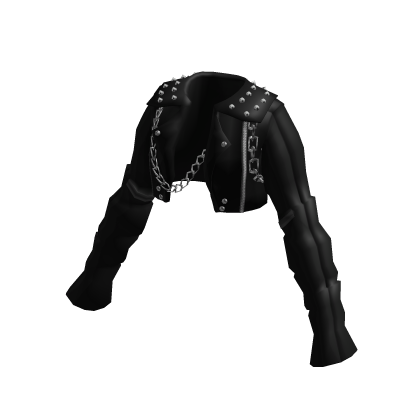 Cropped Leather Jacket with Studs and Chains thumbnail