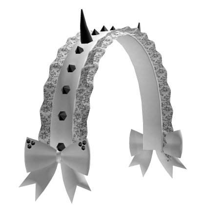 White Gothic Lace Spike Bow Headdress (っ˕ -｡) Roblox item