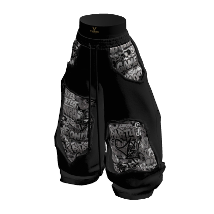 VS Black Distressed Graffiti Pants