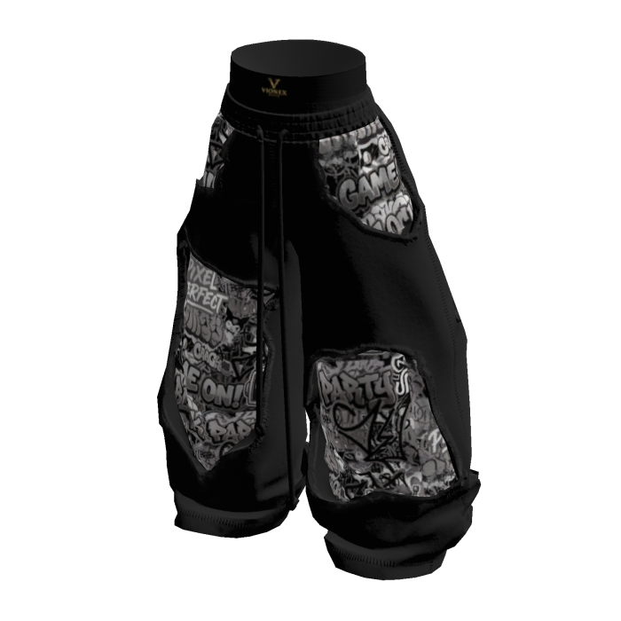 VS Black Distressed Graffiti Pants