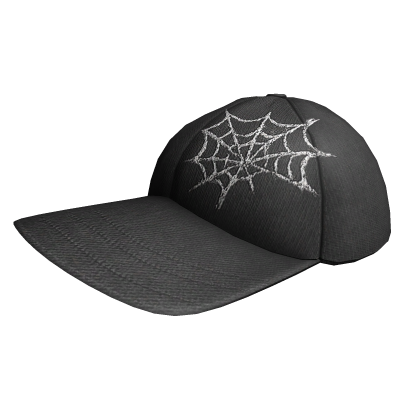 Y2K Washed Black Spider Web Cap