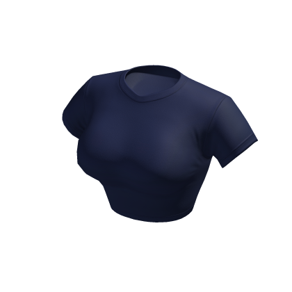 Crop Top Blue Navy Tight Baby Baddie Tee Shirt Y2K thumbnail