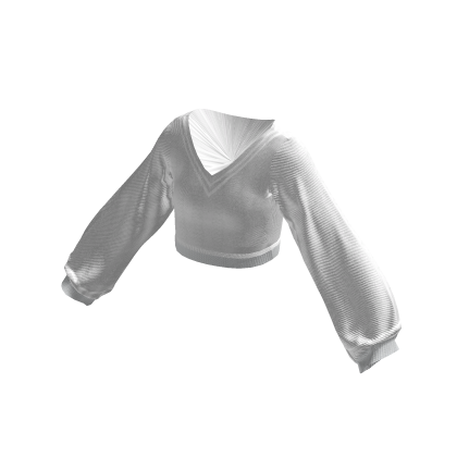 White Oversized Cableknit Crop-Top