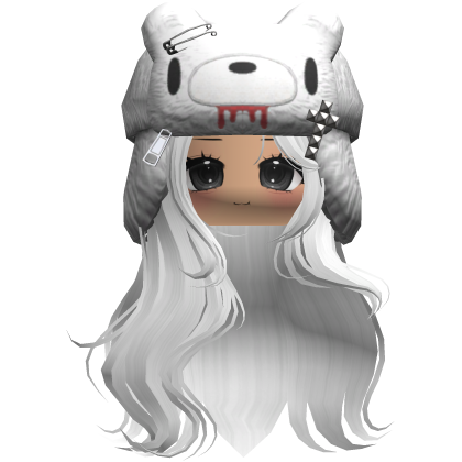Fuzzy Bear Ushanka Flowy Long Hair (White)