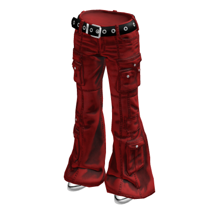 Red Low Rise Y2K Flared Denim
