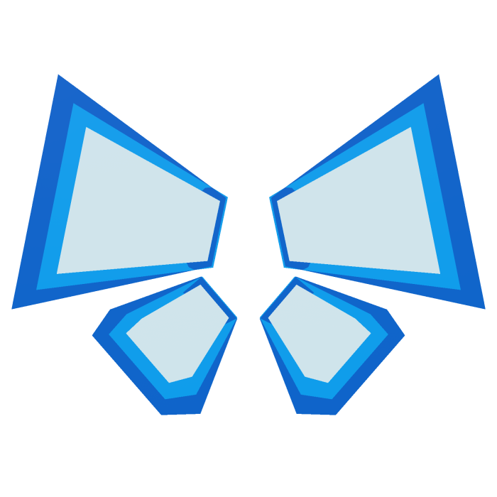 Blue digital blocky butterfly wings