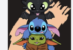 Baby Yoda Neon Besties