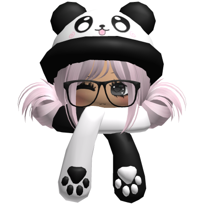 Cute Panda Hat + Scarf Hair Pink
