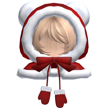 red christmas bear hood bob cut hair blonde