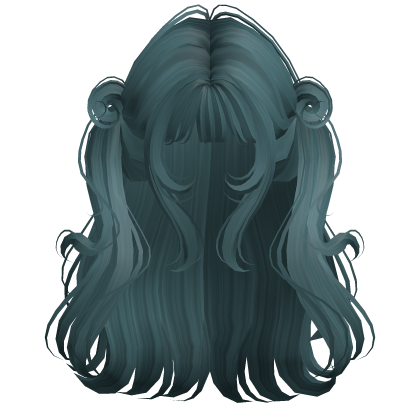 Dark Teal Cute Girly Twirly Pigtails