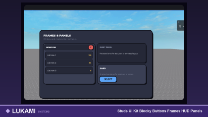 Studs UI Kit Blocky Buttons Frames HUD Panels preview 3