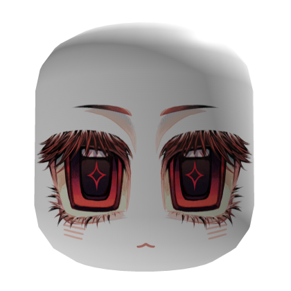 Cute Gyaru Anime Face | Red & Black Star Eyes
