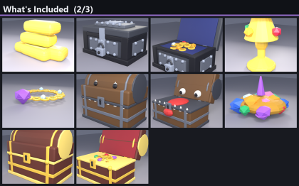 Stylized Chest Loot Pack x30 Treasure Coins Gem preview 4