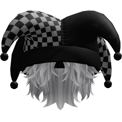 Jester Hat Checkered w/ Messy Hair (White)
