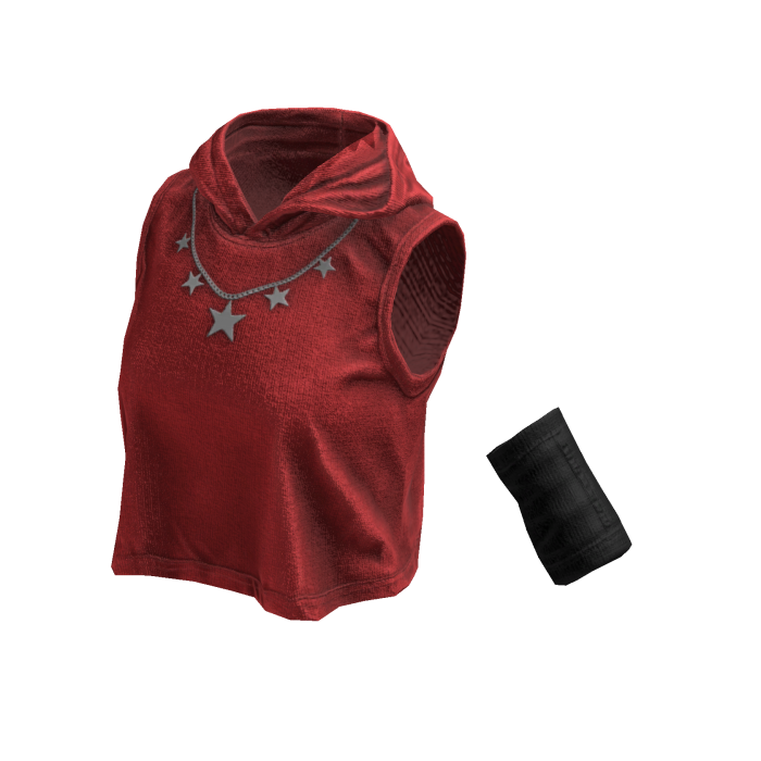 Sleeveless Stylish Hoodie (Red Black)
