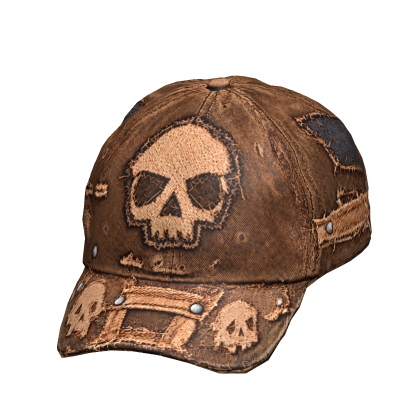 Y2K Distressed Brown Skull Cap