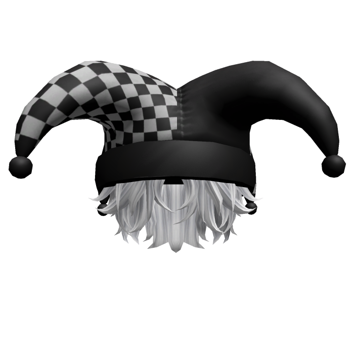 Jester Hat Checkered w/ Messy Hair (White)