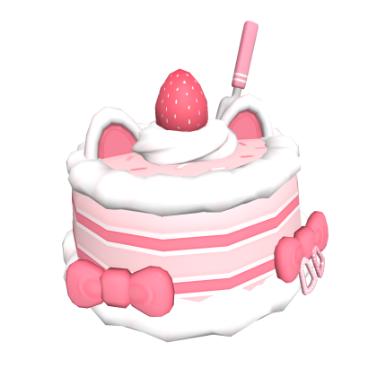 ♡ kawaii strawberry pink cat fluff cake hat 🍰