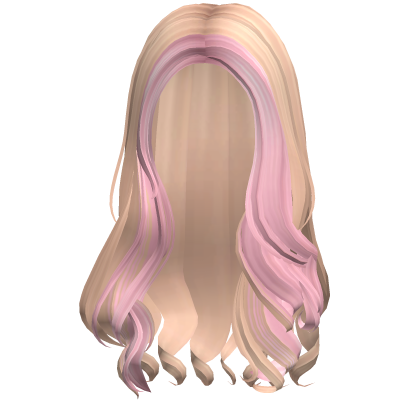 Long Cute Curly Blowout Hair (Blonde & Pink)  Roblox item