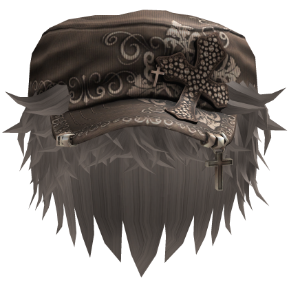 Ash Messy Anime Hair w/ Brown Cadet Cap