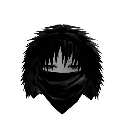 Vkei black Hair black Fur Hood Mask Dashie Combo